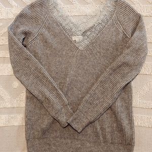 NWOT! Grey Sweater With Lace